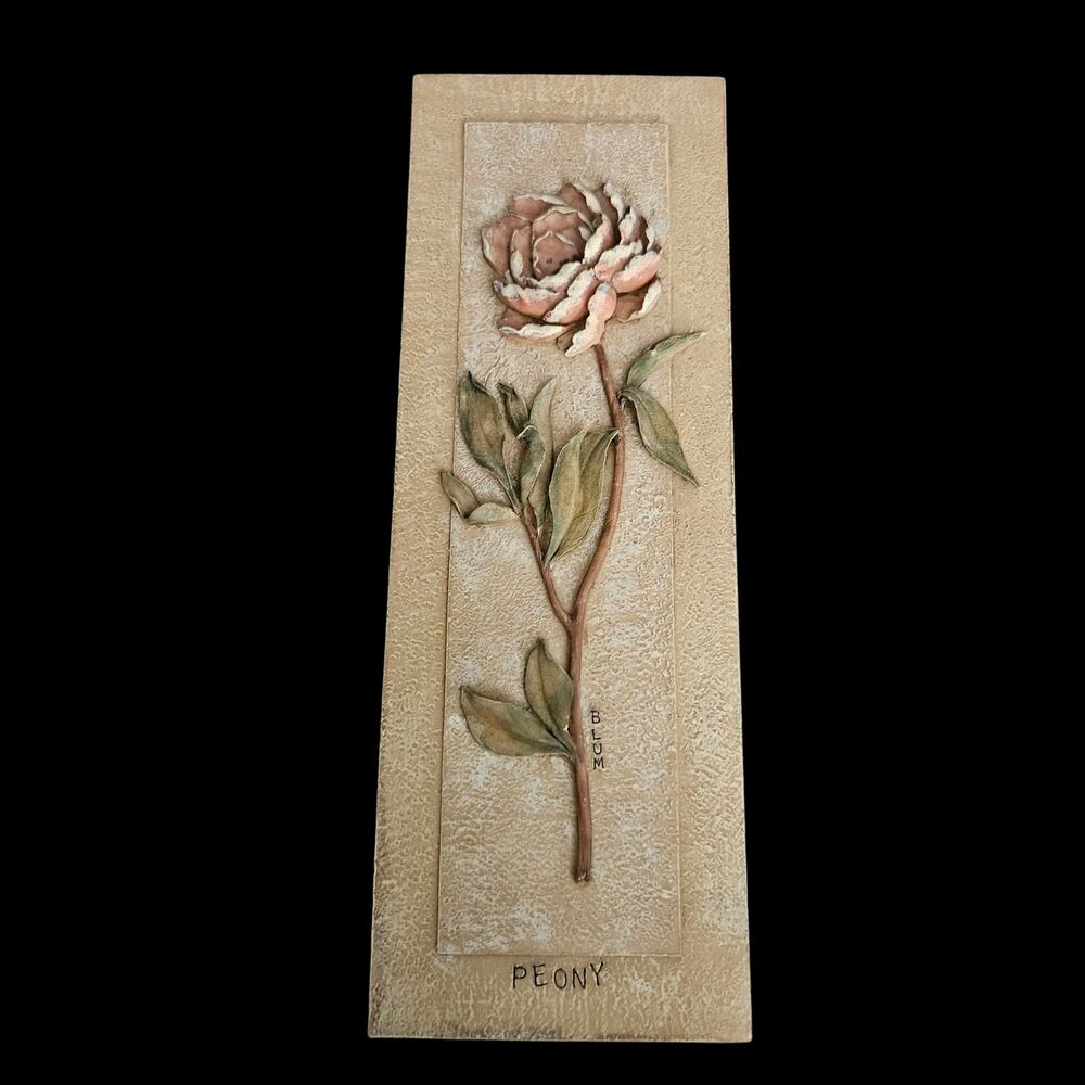 Lot of 3 Blum Floral Botanical Wall Plaques Rose Orchid Peony Relief Art Panels - Picture 4 of 5